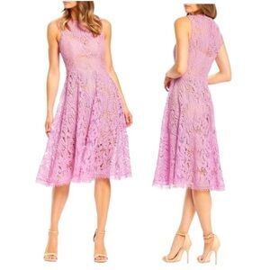 NWOT Dress the Population Shane Lace Dress Pink Purple Women’s Size Large